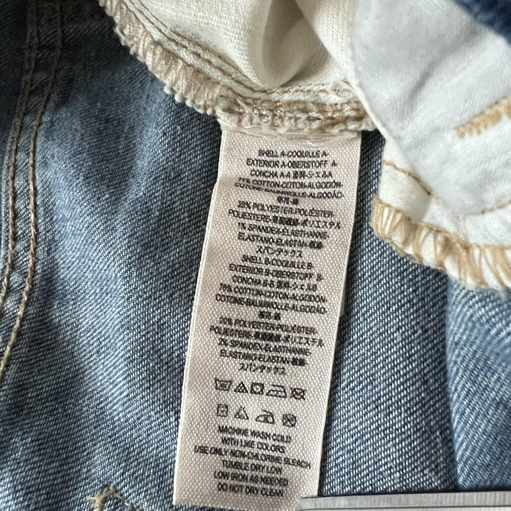 Free People Danica Boho Stripe Flare Jeans Womens 27 Blue Mid Rise‎ Raw Hem - Picture 9 of 16